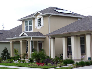 Solar Hot Water Panel Installation on a House