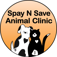 Spay N Save Animal Clinic Logo Circle with Dog and Cat